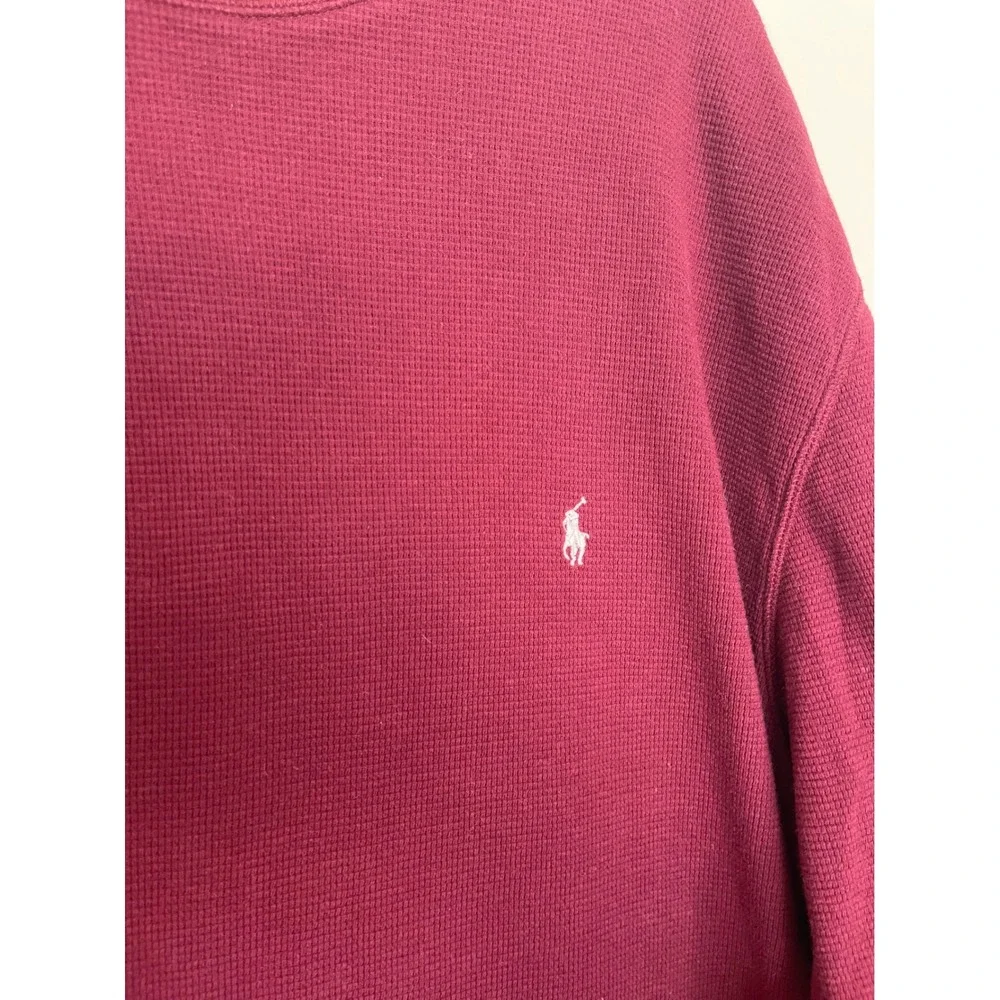 Polo Ralph Lauren Men's Waffle Knit Deep Red Long Sleeve Burgundy Brick 2xl